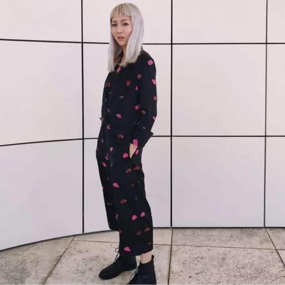 Black and Pink Women's Jumpsuit - Picture 2 of 8